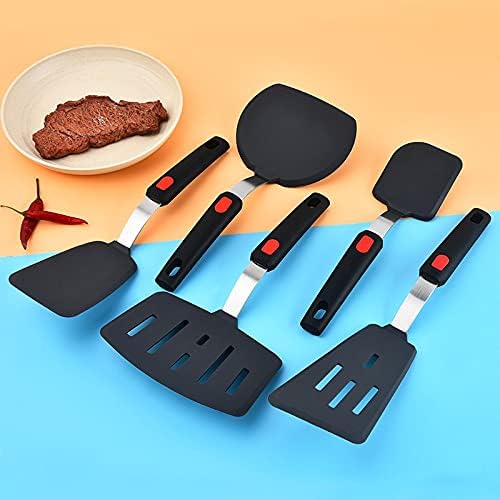 we3 Silicone Spatulas for Nonstick Cookware, 480F Heat Resistant Extra Large and Wide Flexible Spatulas Rubber Turners, Kitchen Cooking Utensils Set for Pancake ((N) Pack of 1) - Image 5