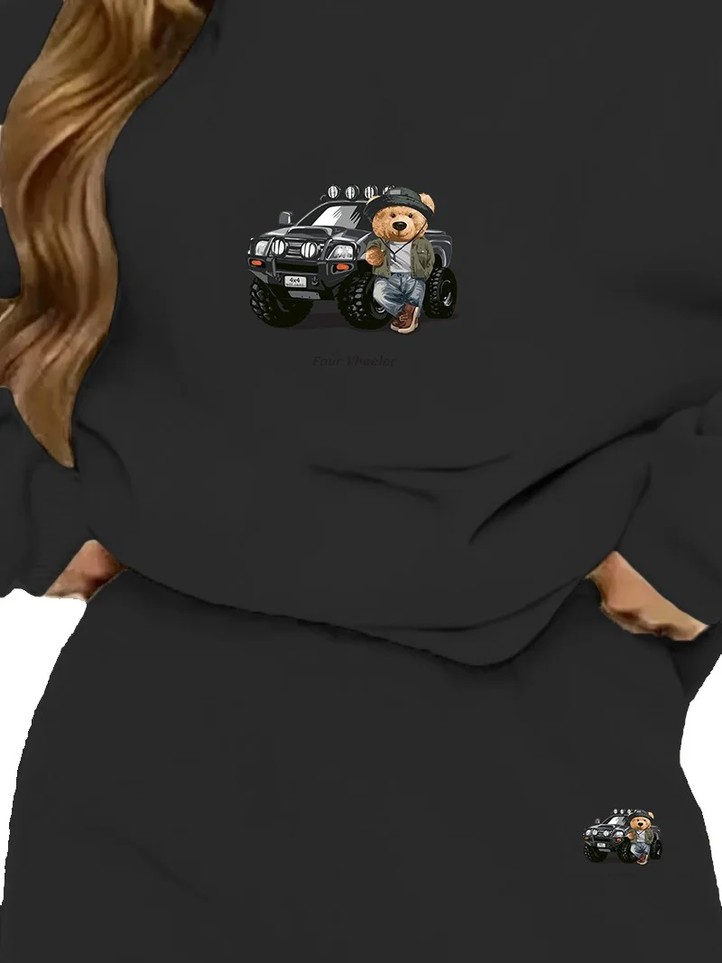 DogFish Tracksuit Set Fourwheeler Printed Plus Size Bottom Top Set