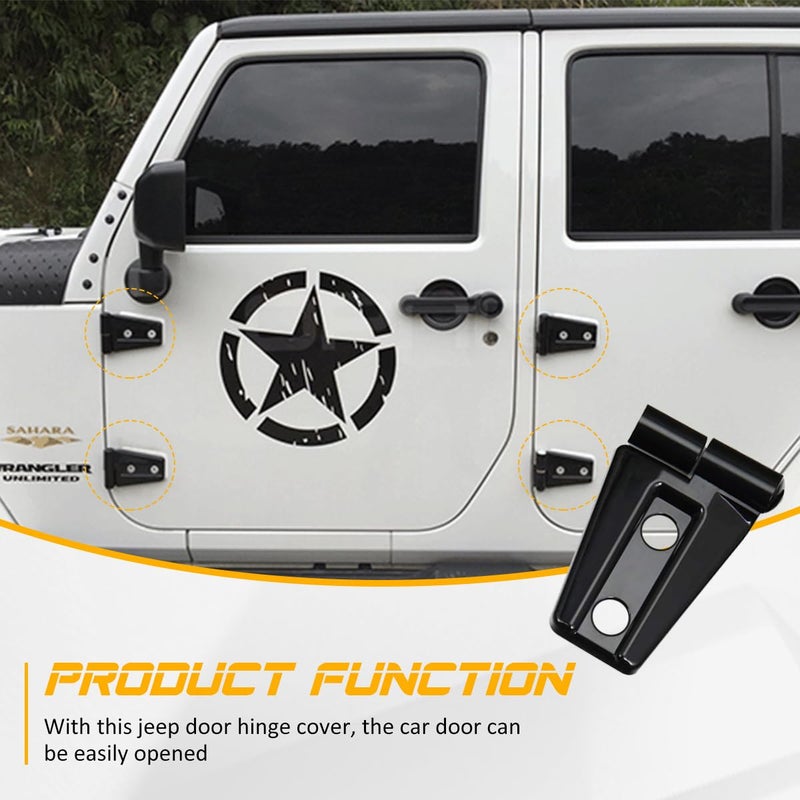 GLOBLED Door Hinge Cover Trim Exterior Accessories Door Hinges Compatible with Jeep Wrangler JK Unlimited 4Door 20072018 Black 8PCS - Image 4