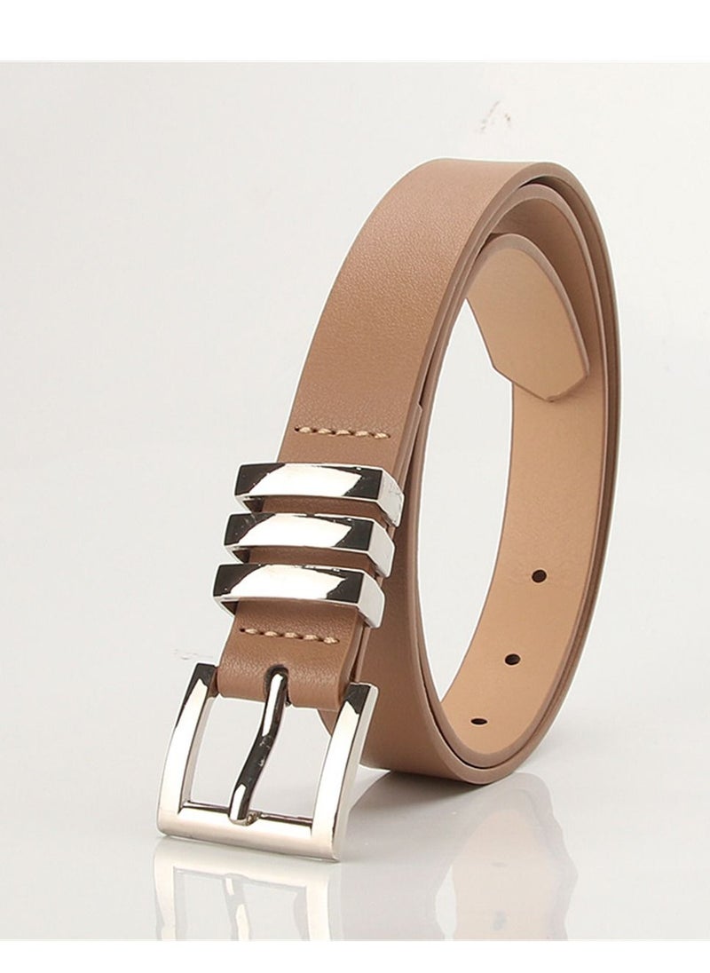 Loquat - Fashion Explosion Style With Classic Square Pinhole Jeans Belt Women 105cm Brown - Image 1