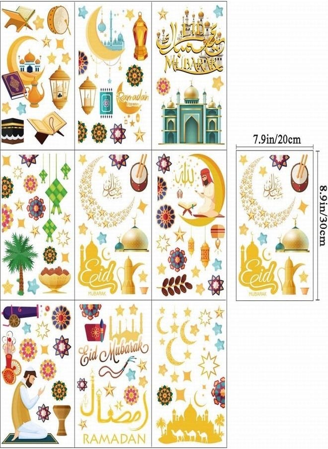 Ramadan Decorations Window Clings Window Stickers Static Decals Removable Window Cling Ramadan Decorations for Home Party Classroom Supply 9 Sheets
