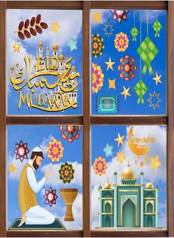Ramadan Decorations Window Clings Window Stickers Static Decals Removable Window Cling Ramadan Decorations for Home Party Classroom Supply 9 Sheets