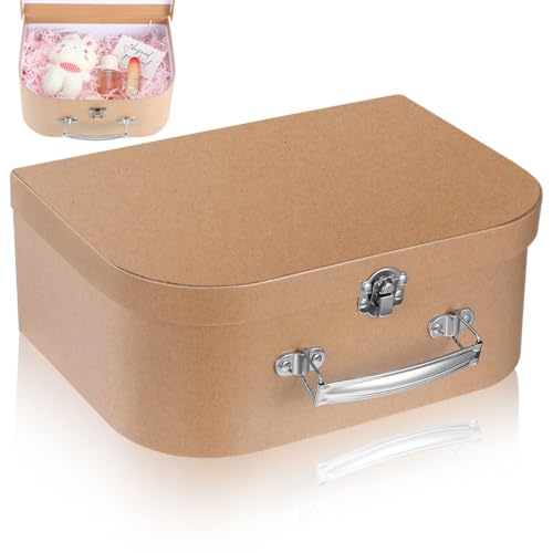 HOMSFOU Kraft Paper Storage Suitcase 10X10X10 Inches Multipurpose Decorative Box for Jewelry Stationery Wedding Party Favors Travel and Home Organization - Image 1