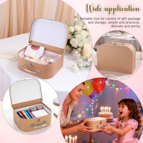 HOMSFOU Kraft Paper Storage Suitcase 10X10X10 Inches Multipurpose Decorative Box for Jewelry Stationery Wedding Party Favors Travel and Home Organization - Image 4