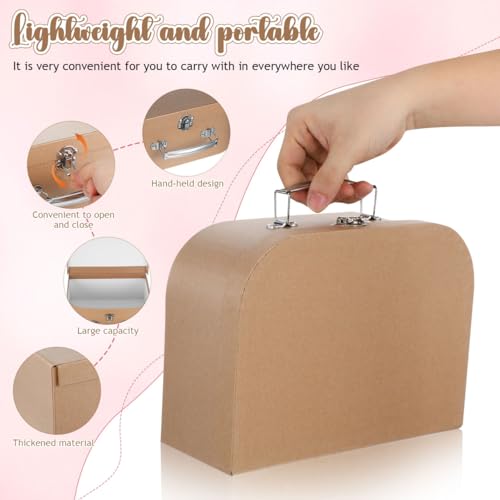 HOMSFOU Kraft Paper Storage Suitcase 10X10X10 Inches Multipurpose Decorative Box for Jewelry Stationery Wedding Party Favors Travel and Home Organization - Image 2