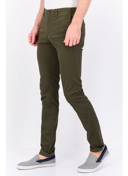 Jules Men Slim Fit Solid Stretchable Chino Pants, Army Green  - Image 2