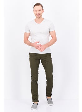 Jules Men Slim Fit Solid Stretchable Chino Pants, Army Green  - Image 4