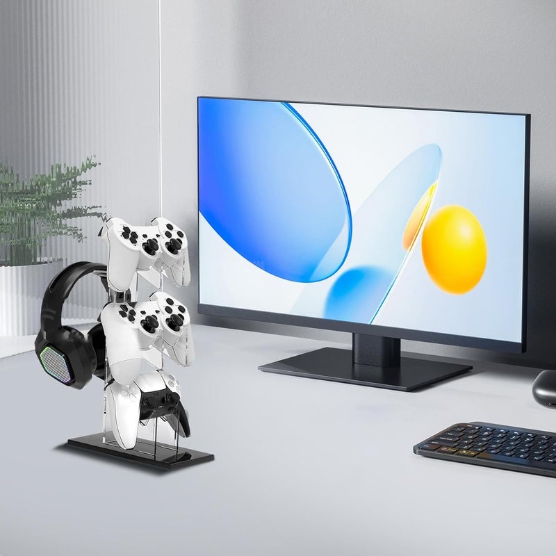 Black 3 Tier Vertical Game Console Headphone Stand Space Saving Display Shelves - Image 4