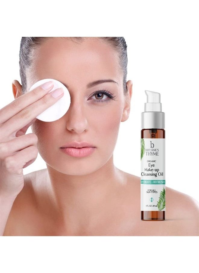 Brittanie's Thyme - Organic Eye Makeup Cleansing Oil (Serum) 1oz | Gentle Anti-Aging, Hydrating Serum For Wrinkles, Fine Lines, Dark Circles, Puffiness, Bags w/Vitamin E & Squalane Oil - Image 1