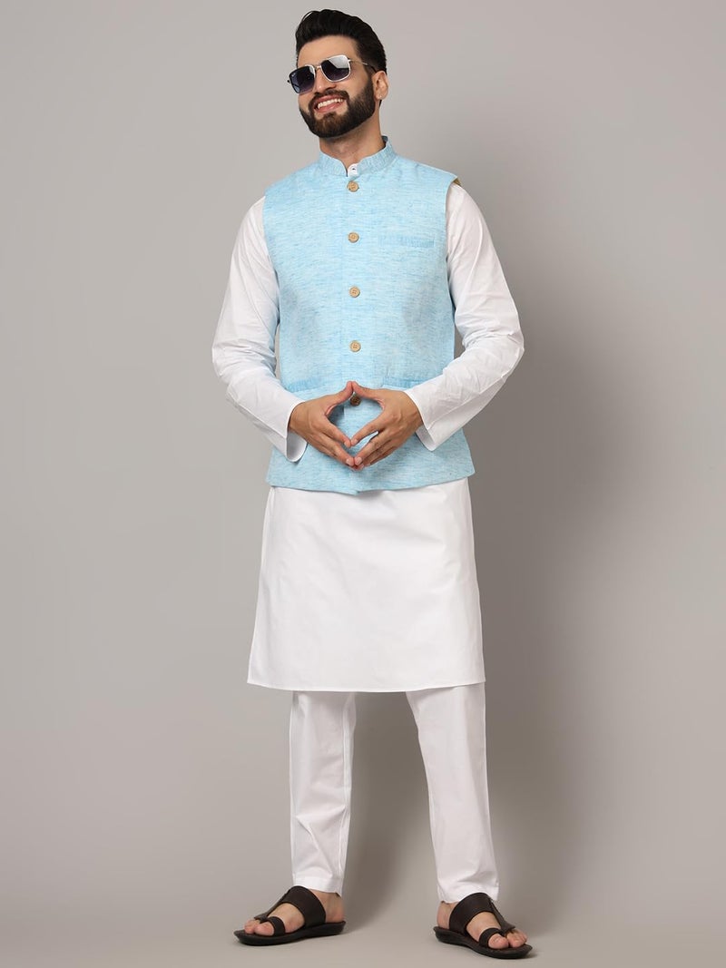 LATEST CHIKAN Men's Nehru Jacket/Waistcoat Sophisticated Ethnic Wear -SADRI-LK-BL-46 - Image 3
