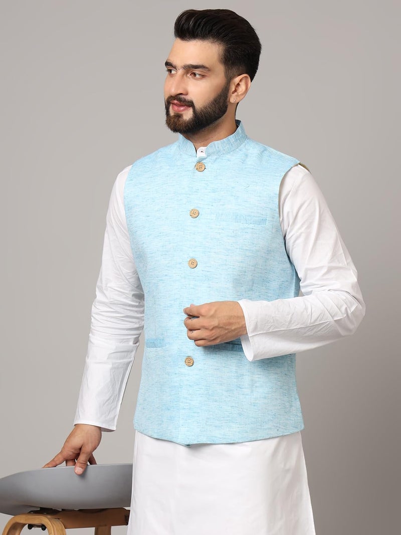 LATEST CHIKAN Men's Nehru Jacket/Waistcoat Sophisticated Ethnic Wear -SADRI-LK-BL-46 - Image 2