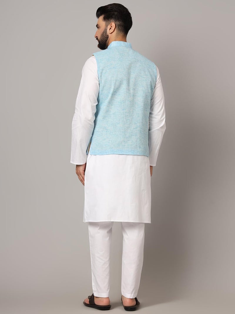 LATEST CHIKAN Men's Nehru Jacket/Waistcoat Sophisticated Ethnic Wear -SADRI-LK-BL-46 - Image 5