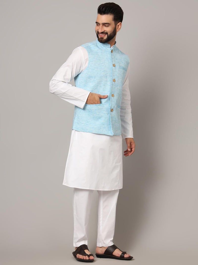 LATEST CHIKAN Men's Nehru Jacket/Waistcoat Sophisticated Ethnic Wear -SADRI-LK-BL-46 - Image 4