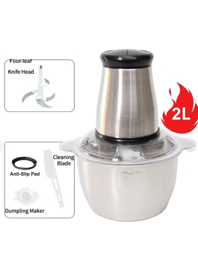 VINSOC Electric Chopper Electric Meat Grinder 2L 2 Speed Adjustable Mincer Grinder Multi-Functional Food Processor with Double layer 4-blade blade 200W - Image 1
