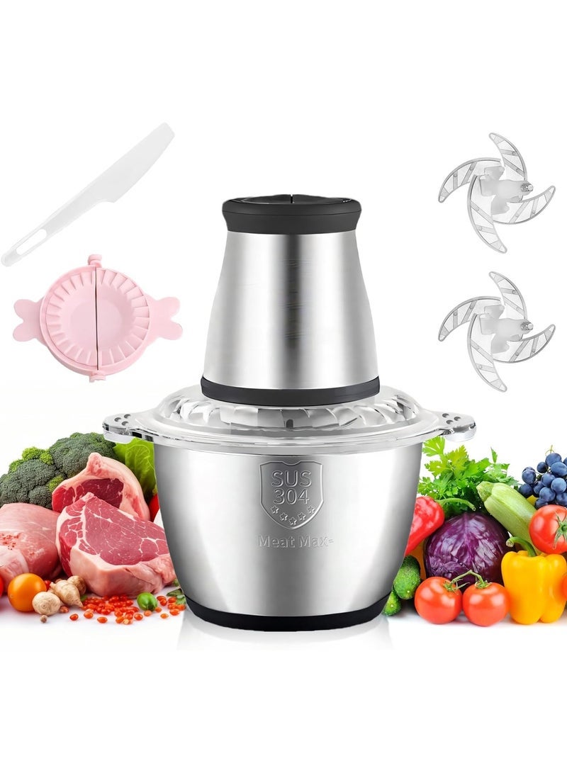 VINSOC Electric Chopper Electric Meat Grinder 2L 2 Speed Adjustable Mincer Grinder Multi-Functional Food Processor with Double layer 4-blade blade 200W - Image 2