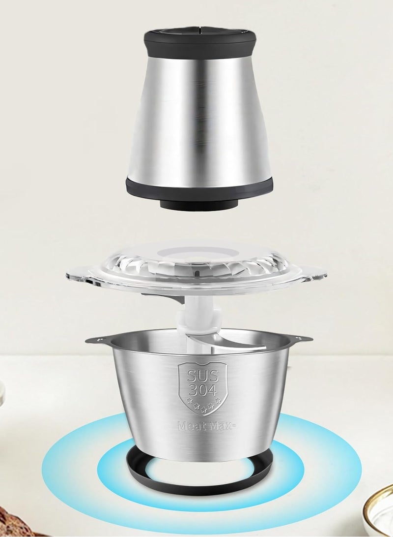 VINSOC Electric Chopper Electric Meat Grinder 2L 2 Speed Adjustable Mincer Grinder Multi-Functional Food Processor with Double layer 4-blade blade 200W - Image 4