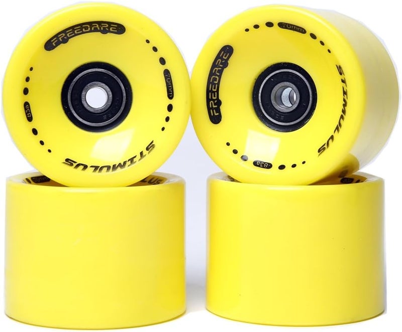 FREEDARE 70mm Longboard Wheels with ABEC-7 Bearings and Spacers(Set of 4) - Image 1