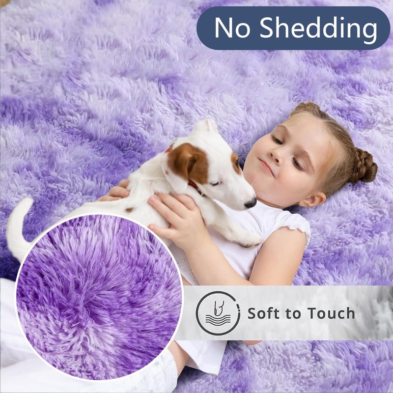 LIODUX Ultra Soft Indoor Modern Area Rugs Fluffy Living Room Carpets for Children Bedroom Home Decor Nursery Rug, Washable Furry Throw Rugs (Purple, 140 x 200 CM) - Image 5