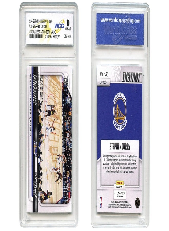 WCG 2025 NBA Panini Steph Curry 1st Ever 4,000 3-Pointers Made Card #430 Golden State Warriors - Graded GEM Mint 10 - Image 3