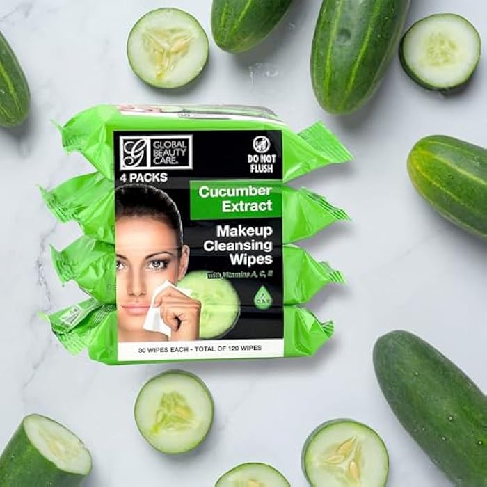 Global Beauty Care Makeup Cleansing Wipes 120 Count (4-Pack) (4PK CUCUMBER EXTRACT) - Image 3