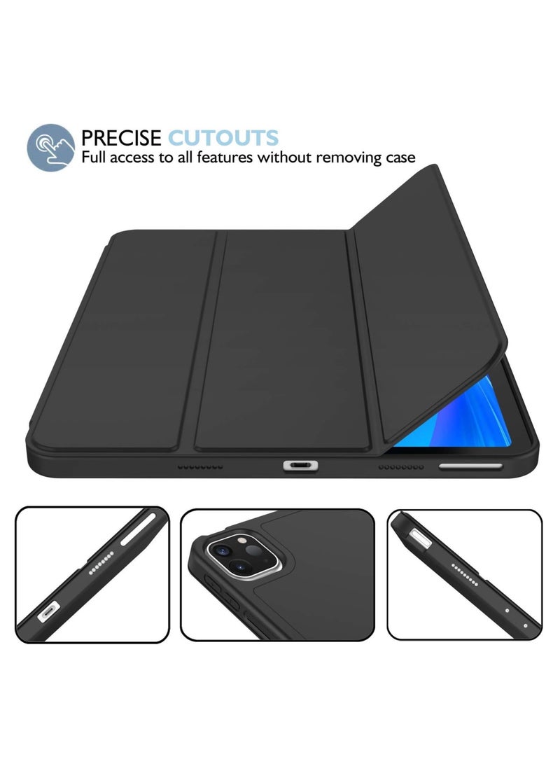 DUSALA iPad Pro 11 Inch Case 2022(4th Gen)/ 2021(3rd Gen) with Pencil Holder [Support iPad 2nd Pencil Charging/Pair],Trifold Stand Smart Case with Soft TPU Back,Auto Wake/Sleep(Black) - Image 4