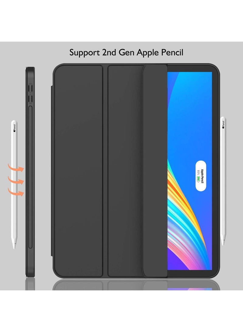DUSALA iPad Pro 11 Inch Case 2022(4th Gen)/ 2021(3rd Gen) with Pencil Holder [Support iPad 2nd Pencil Charging/Pair],Trifold Stand Smart Case with Soft TPU Back,Auto Wake/Sleep(Black) - Image 3