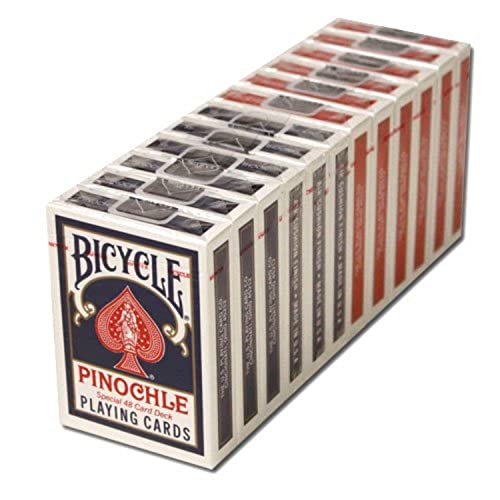 Brybelly 12 Decks Bicycle Pinochle Cards (6 Red / 6 Blue) - Image 1