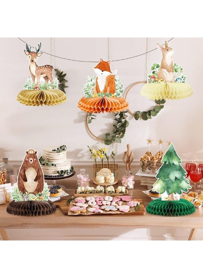 Fumete - Fumete 9 Pack Woodland Animals Honeycomb Centerpieces 3D Table Topper Woodland Animals Centerpieces Woodland Baby Shower Decorations for Girl Boy Forest Theme Baby Shower Birthday Party Camping Decor - Image 1