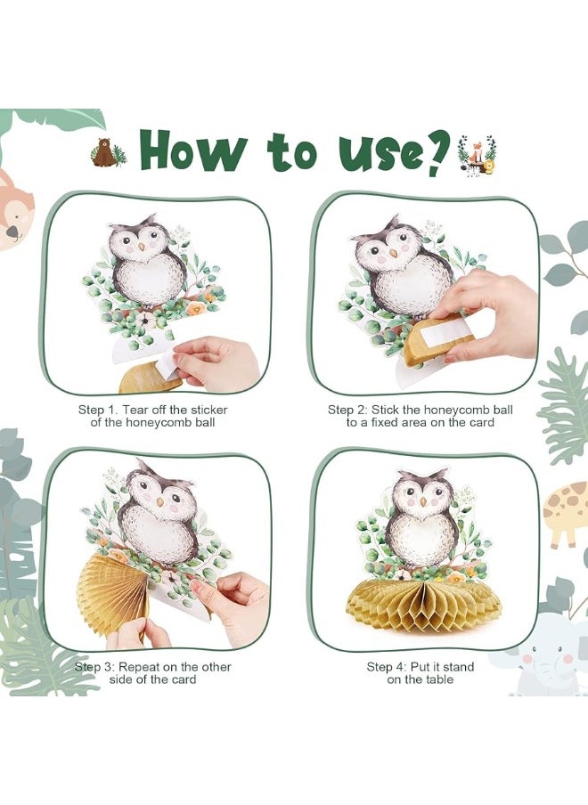 Fumete - Fumete 9 Pack Woodland Animals Honeycomb Centerpieces 3D Table Topper Woodland Animals Centerpieces Woodland Baby Shower Decorations for Girl Boy Forest Theme Baby Shower Birthday Party Camping Decor - Image 1