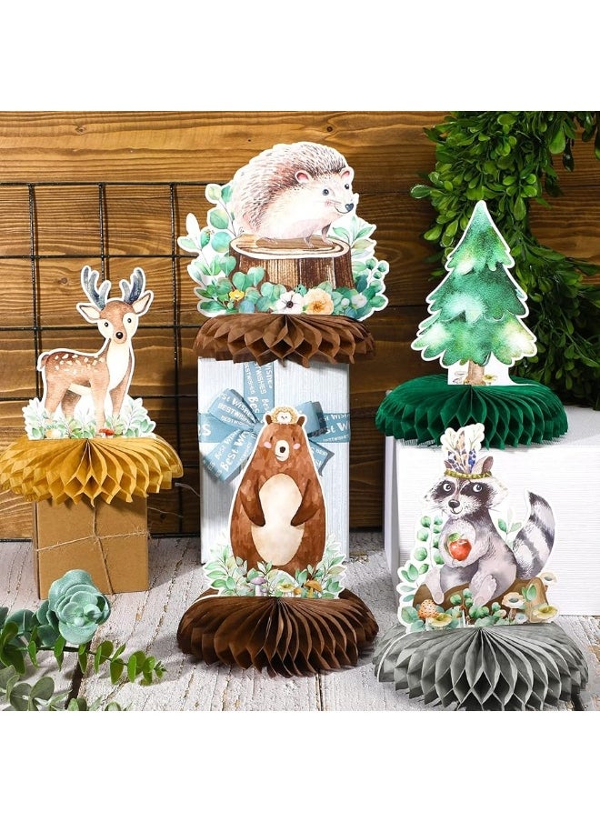 Fumete - Fumete 9 Pack Woodland Animals Honeycomb Centerpieces 3D Table Topper Woodland Animals Centerpieces Woodland Baby Shower Decorations for Girl Boy Forest Theme Baby Shower Birthday Party Camping Decor - Image 1