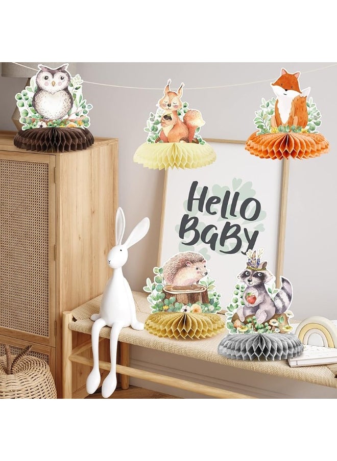 Fumete - Fumete 9 Pack Woodland Animals Honeycomb Centerpieces 3D Table Topper Woodland Animals Centerpieces Woodland Baby Shower Decorations for Girl Boy Forest Theme Baby Shower Birthday Party Camping Decor - Image 1