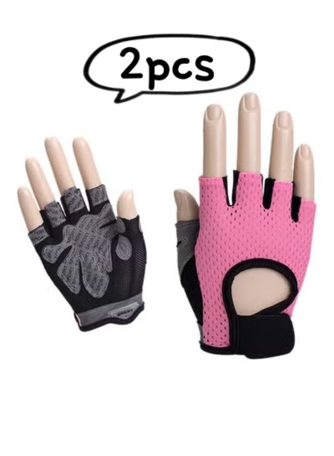 2pcs Men's and Women's Fitness Gloves, Breathable Half-Finger Palm Sports Gloves, Non-slip Shock-Absorbing Sports Glove=s, Suitable for Exercise Cycling, Training, Fitness, Pull Ups Bundle - Image 1