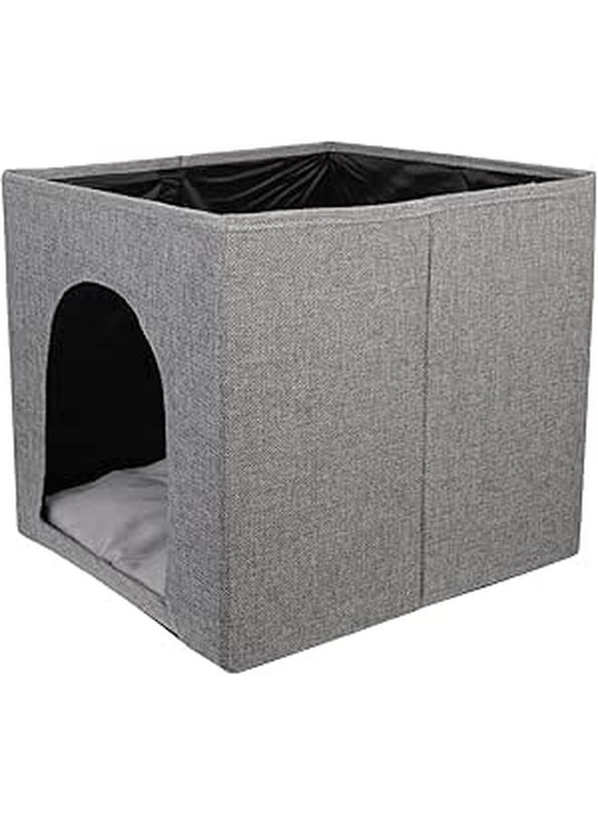 Foldable Cat House Small Dog Bed Breathable Linen Cotton Pet Nest Anti Scratch Comfortable Shelter - Image 1
