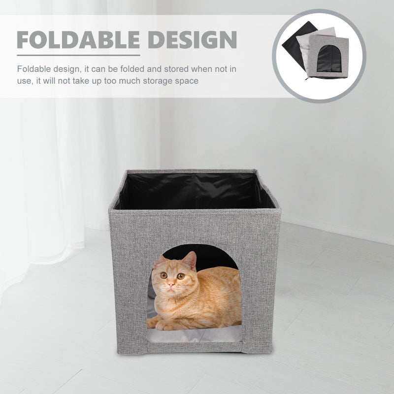 Foldable Cat House Small Dog Bed Breathable Linen Cotton Pet Nest Anti Scratch Comfortable Shelter - Image 4