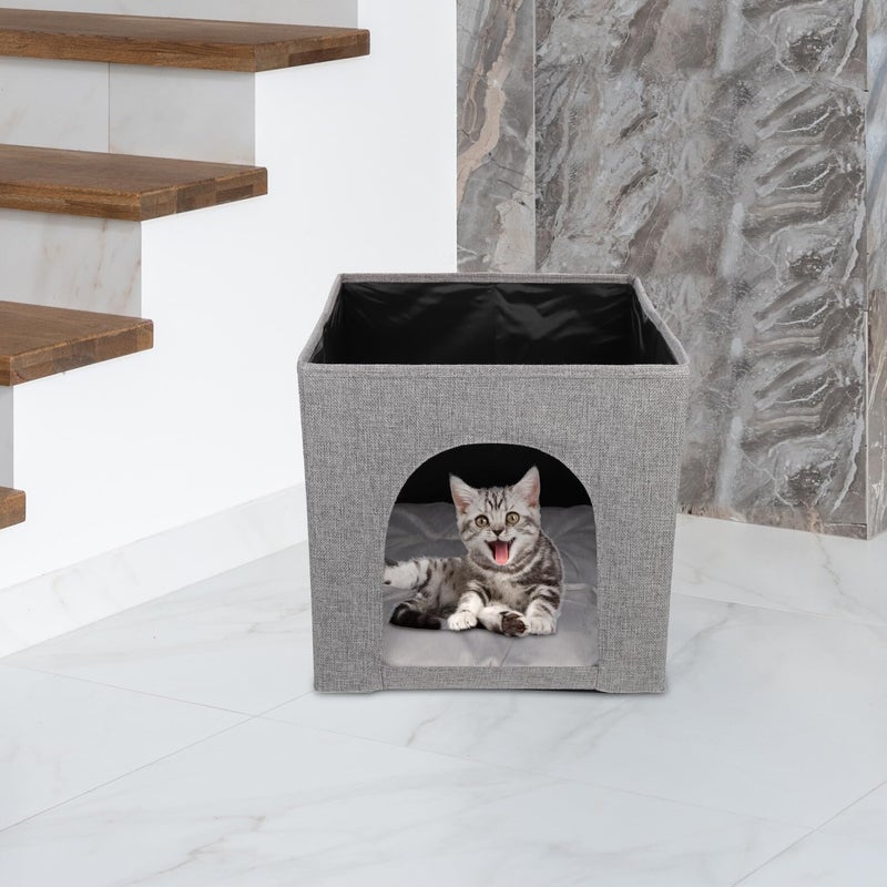 Foldable Cat House Small Dog Bed Breathable Linen Cotton Pet Nest Anti Scratch Comfortable Shelter - Image 5