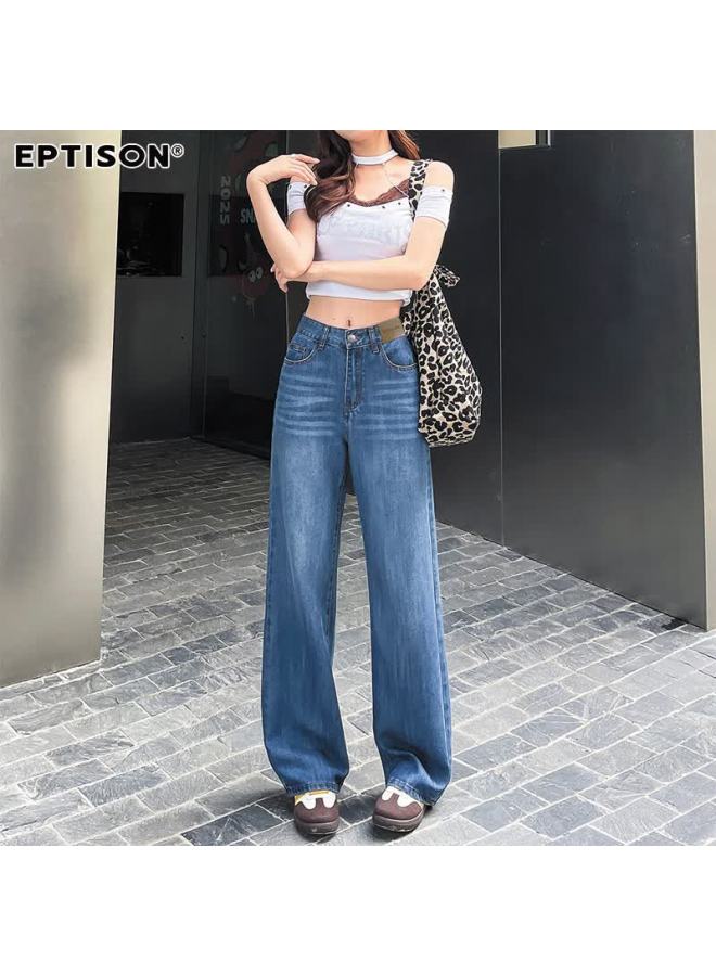 EPTISON Yipintiancheng Draped Loose Fit Women's Jeans Autumn Straight Leg Soft Comfortable Wide Leg Pants For Women - Image 1