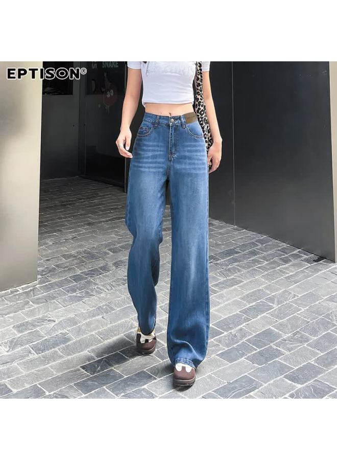 EPTISON Yipintiancheng Draped Loose Fit Women's Jeans Autumn Straight Leg Soft Comfortable Wide Leg Pants For Women - Image 2