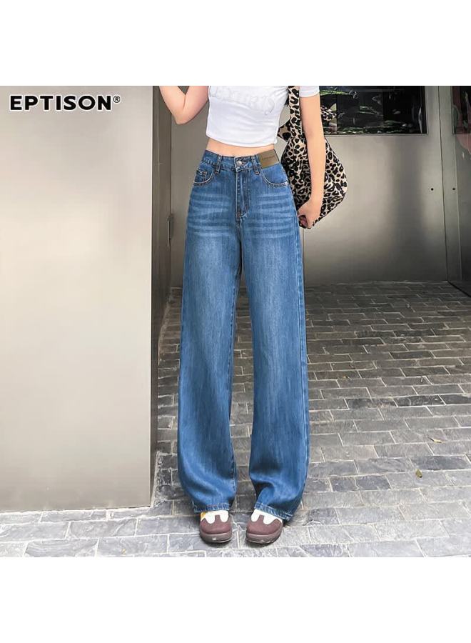 EPTISON Yipintiancheng Draped Loose Fit Women's Jeans Autumn Straight Leg Soft Comfortable Wide Leg Pants For Women - Image 4