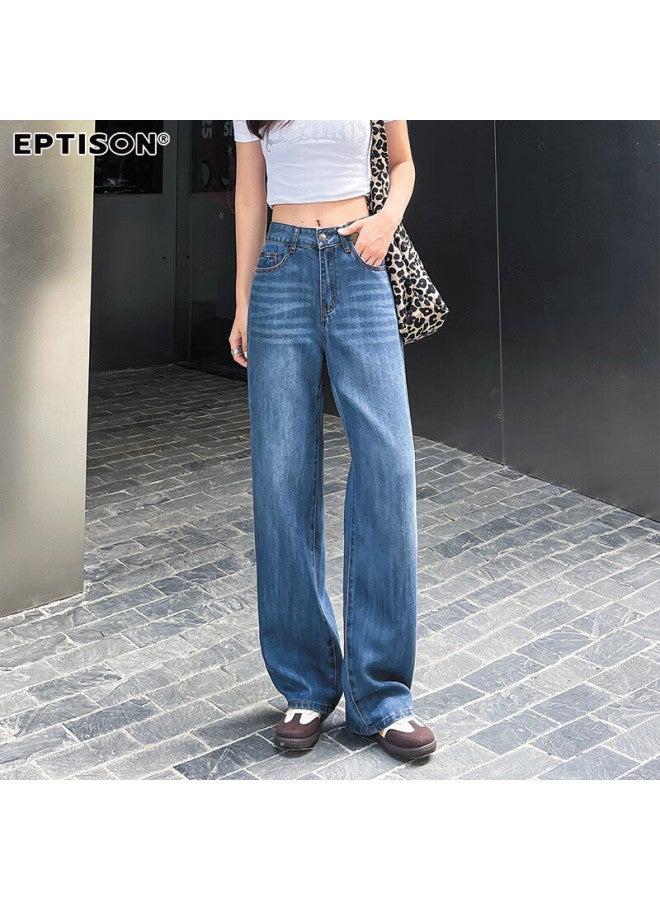EPTISON Yipintiancheng Draped Loose Fit Women's Jeans Autumn Straight Leg Soft Comfortable Wide Leg Pants For Women - Image 3