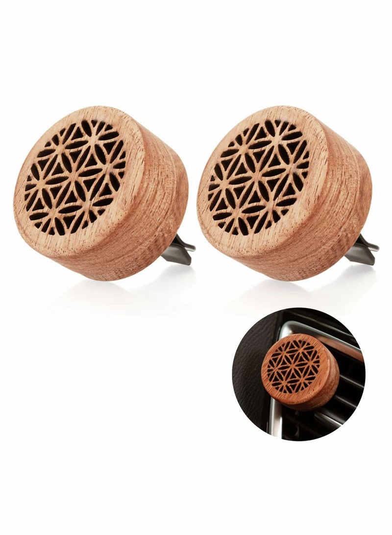 واي آند دي 2 Pieces Wooden Car Aromatherapy Essential Oil Diffuser Air Freshener Vent Clip Perfume Outlet for Valentine's Day Giving to Create a Romantic Atmosphere - Image 1