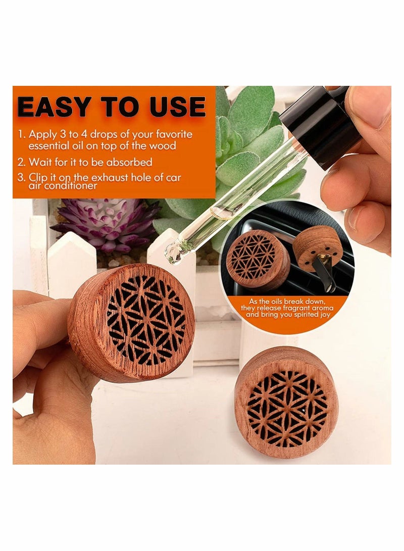 واي آند دي 2 Pieces Wooden Car Aromatherapy Essential Oil Diffuser Air Freshener Vent Clip Perfume Outlet for Valentine's Day Giving to Create a Romantic Atmosphere - Image 5