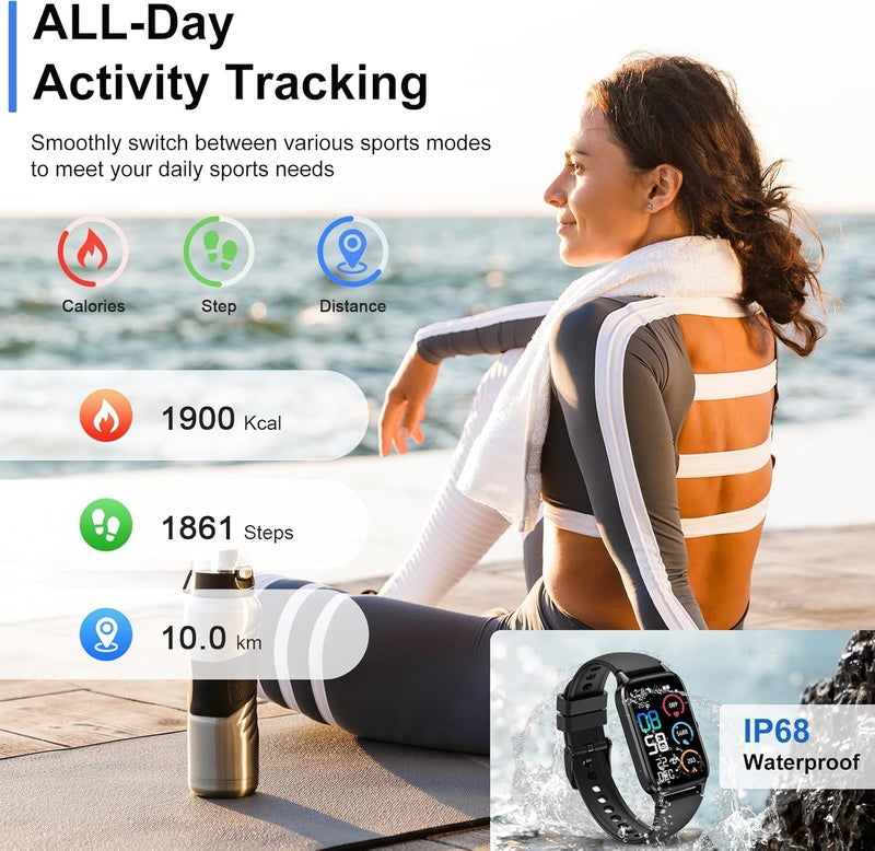 Dyurwa Smart Watch for Men Women, 1.57" Smartwatch (Answer/Make Call) , Fitness Tracker with 110+ Sport Modes, Heart Rate/Sleep Monitor, IP68 Waterproof, Bluetooth Calls, Smartwatches for Android iOS Black - Image 5