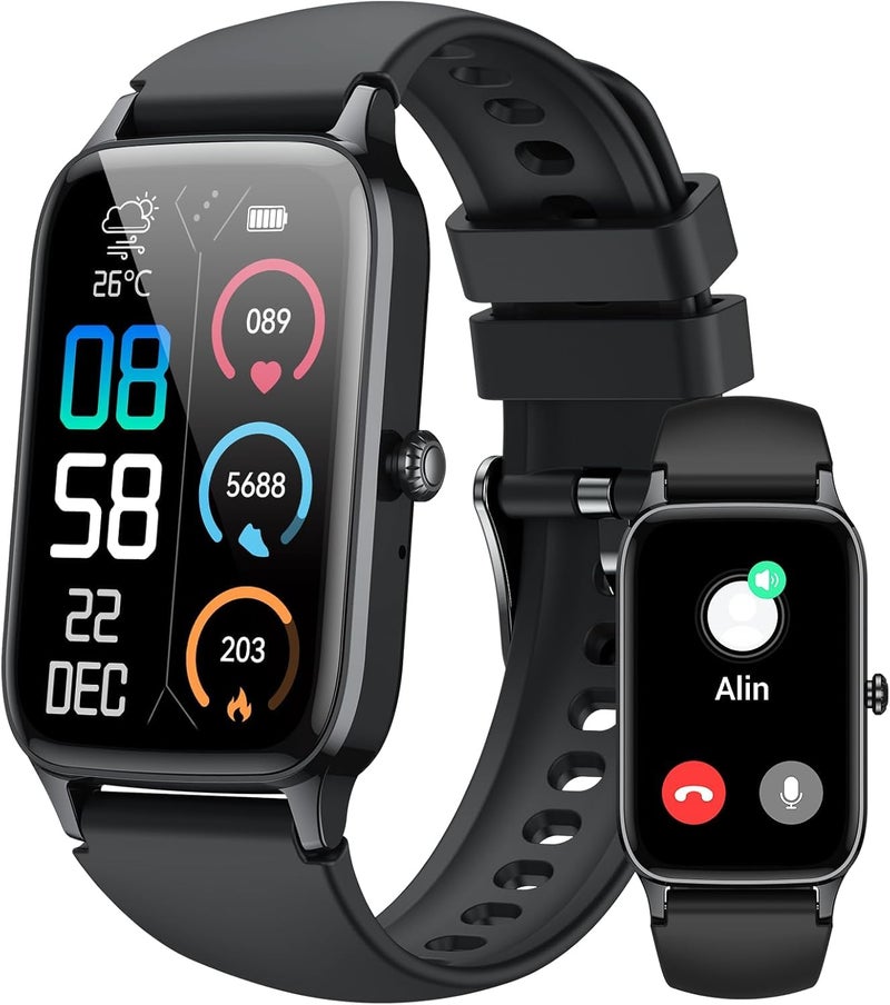 Dyurwa Smart Watch for Men Women, 1.57" Smartwatch (Answer/Make Call) , Fitness Tracker with 110+ Sport Modes, Heart Rate/Sleep Monitor, IP68 Waterproof, Bluetooth Calls, Smartwatches for Android iOS Black - Image 1