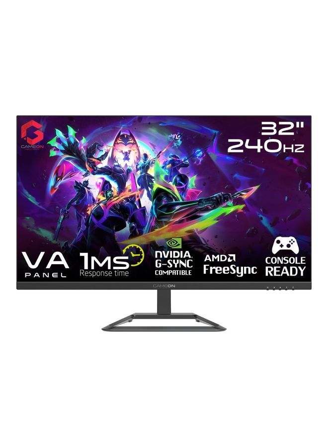جايم أون GAMEON GOP32FHD240VA 32 بوصة FHD 240Hz 1ms 1920X1080 شاشة ألعاب مسطحة VA مع Gsync و FreeSync Black (متوافق مع وحدة تحكم HDMI 2.1) أبيض - Image 1