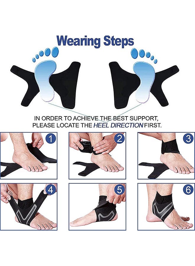 ساوث مون 1 حزام الكاحل للزوجين للنساء الرجال، دعم الكاحل المريح القابل للتنفس القابل للضبط، كيس القدم المرن للرياضة حماية التهاب المفاصل التهاب المفاصل البلعومي التهاب عرقوب الشفاء (أسود) - Image 4