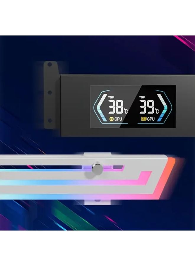 White ARGB Temperature Display Adjustable Graphics Card Holder Metal Design LED Screen - Image 5