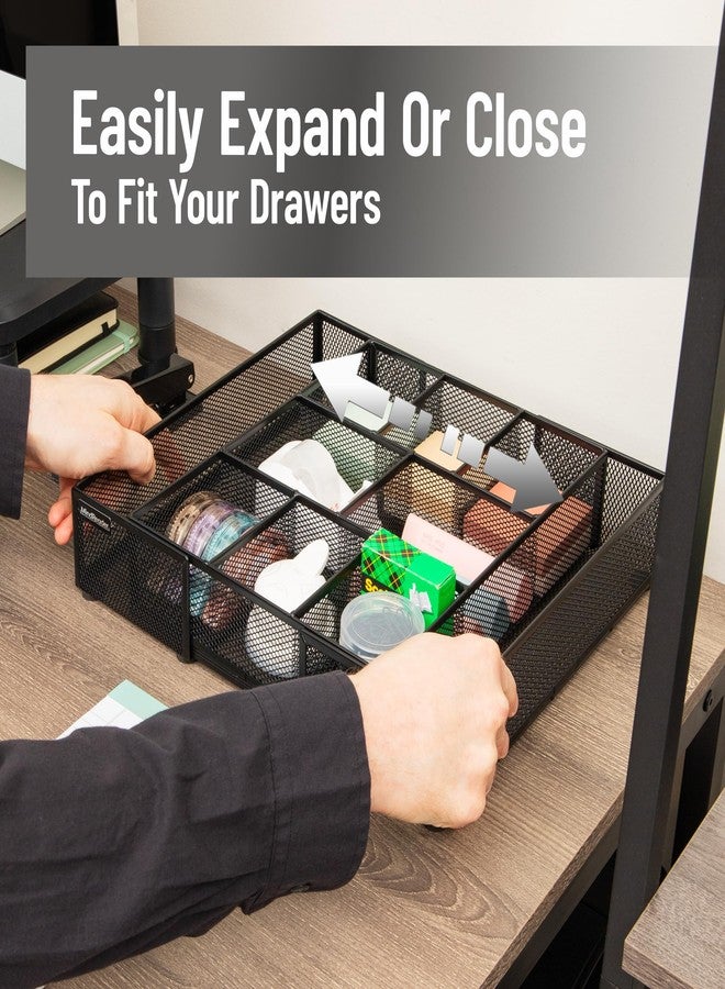 Mind Reader Expandable Mesh Desk Drawer Organizer, Adjustable from 9.25" to 17.125", Office Supply Storage Tray, Makeup Organizer, Black - Image 5