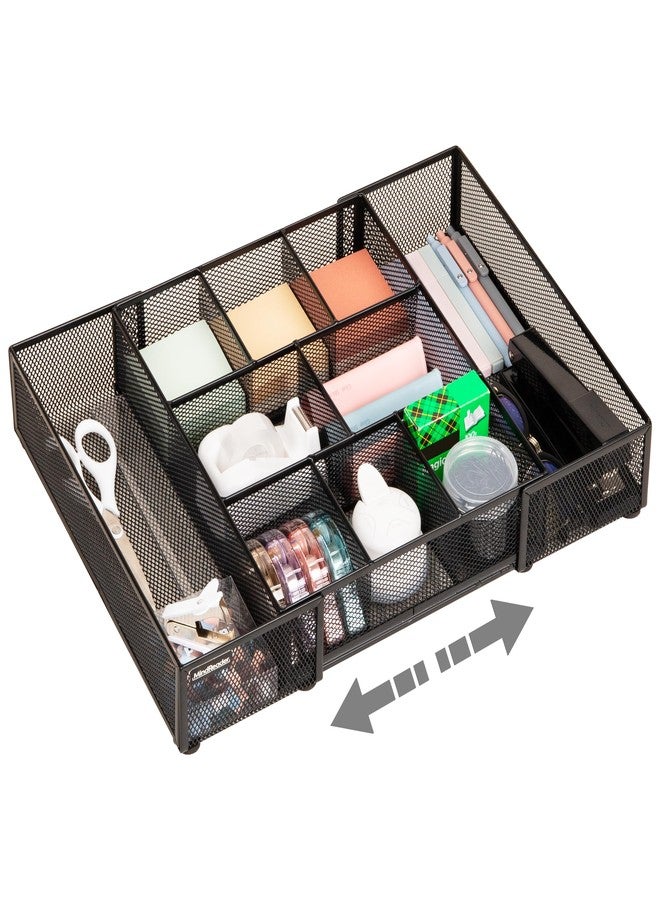 Mind Reader Expandable Mesh Desk Drawer Organizer, Adjustable from 9.25" to 17.125", Office Supply Storage Tray, Makeup Organizer, Black - Image 1
