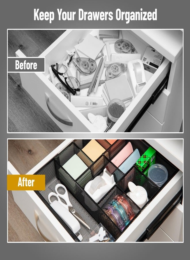 Mind Reader Expandable Mesh Desk Drawer Organizer, Adjustable from 9.25" to 17.125", Office Supply Storage Tray, Makeup Organizer, Black - Image 4