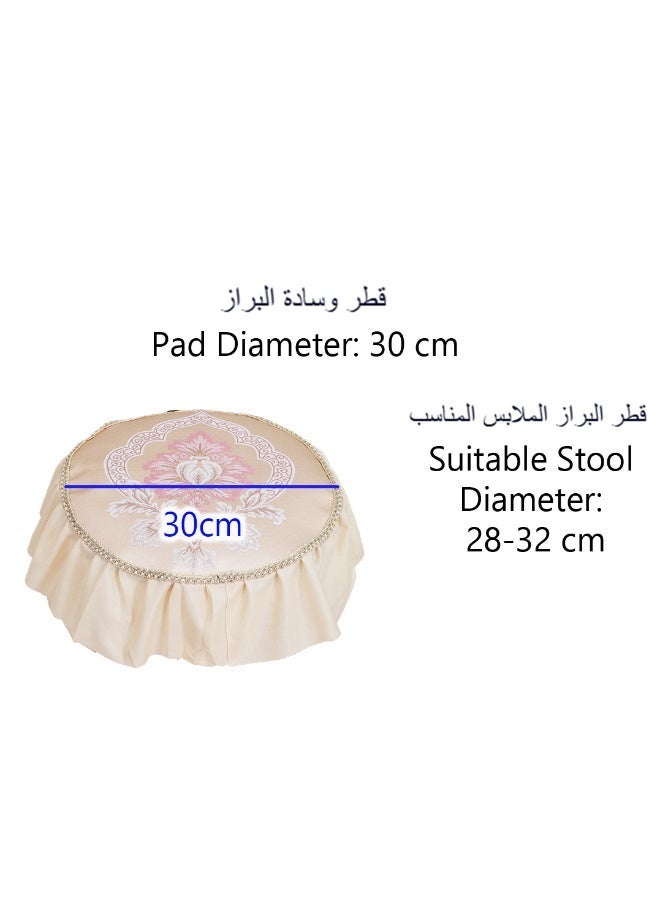 Round Dining Chair Pad Seat Cushion for Dressing Stool Kitchen Chair Non-Slip Washable Imitated Silk Jacquard Stool Pads for Bedroom Living Room Office, Diameter 30 cm - Image 5